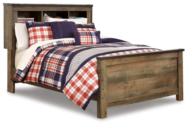 Trinell Full Bookcase Panel Bed - Dark Brown (1)