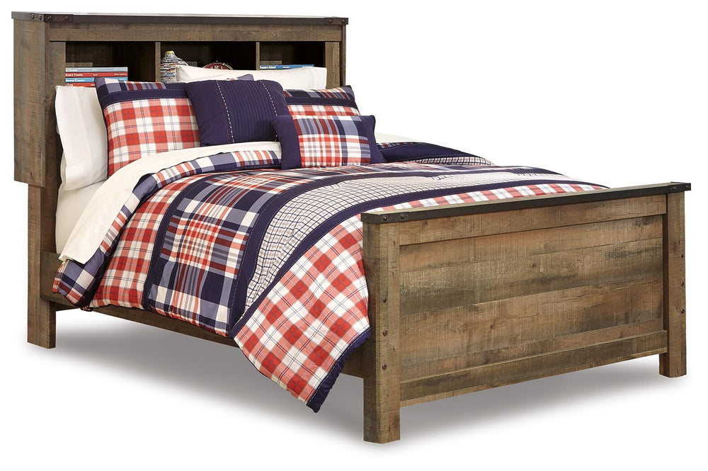 Trinell Full Bookcase Panel Bed - Dark Brown (1)