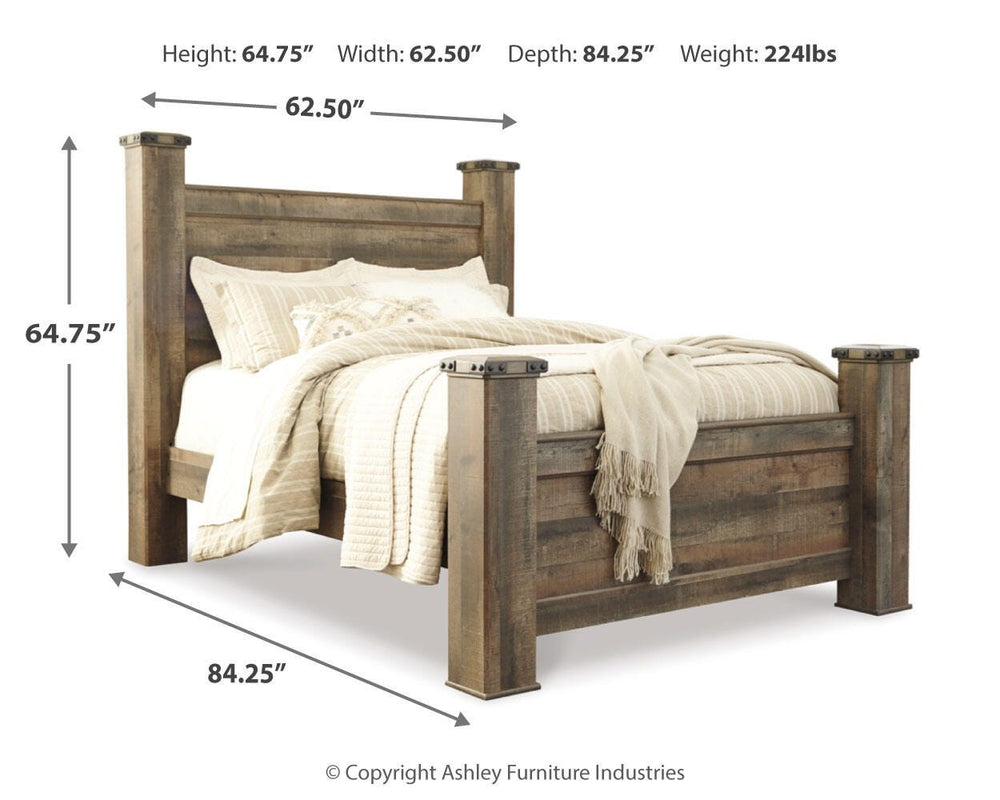 Trinell Queen Poster Bed, Dresser, Mirror, Chest and 2 Nightstands - Brown (12)