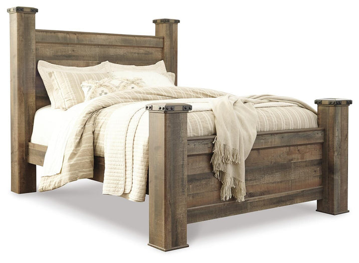 Trinell Queen Poster Bed, Dresser, Mirror, Chest and 2 Nightstands - Brown (4)