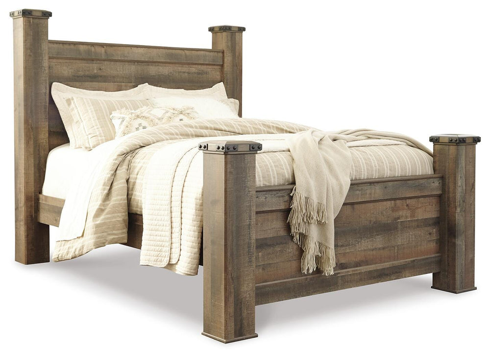 Trinell Queen Poster Bed, Dresser, Mirror and Nightstand - Brown (2)