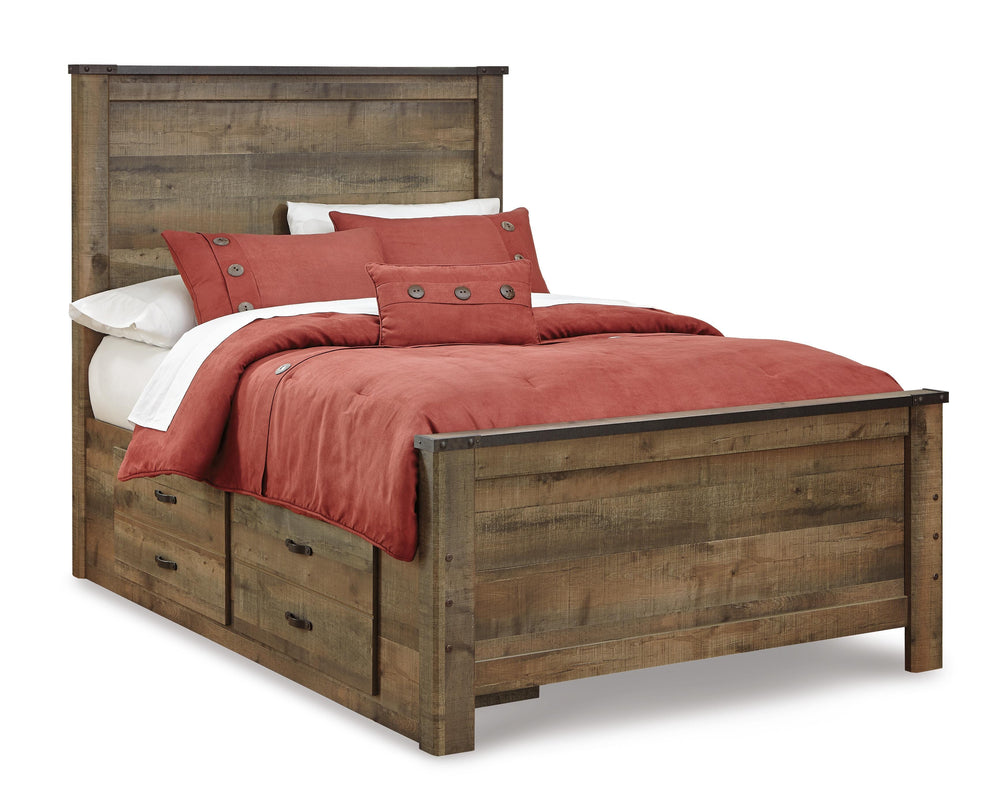 Trinell Full Panel Bed with 2 Storage Drawers - Brown (2)