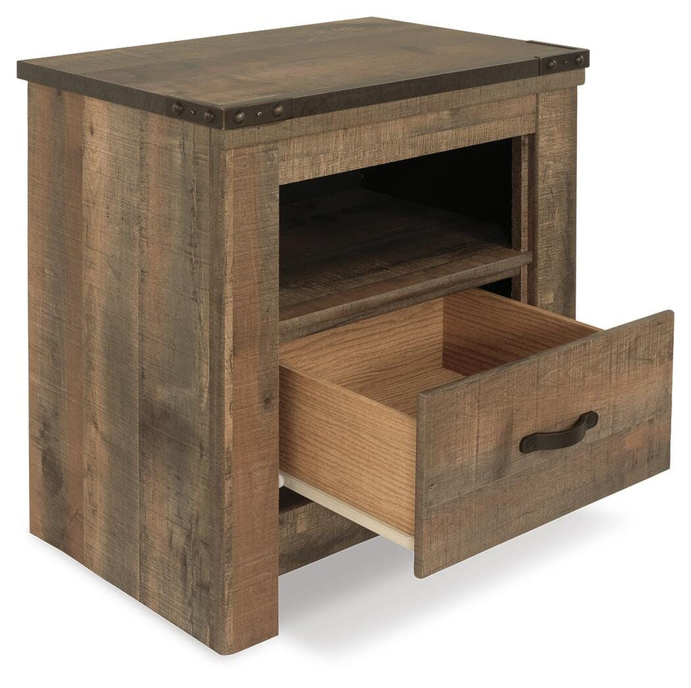 Trinell Full Panel Bed, Dresser, Mirror and Nightstand - Brown (4)