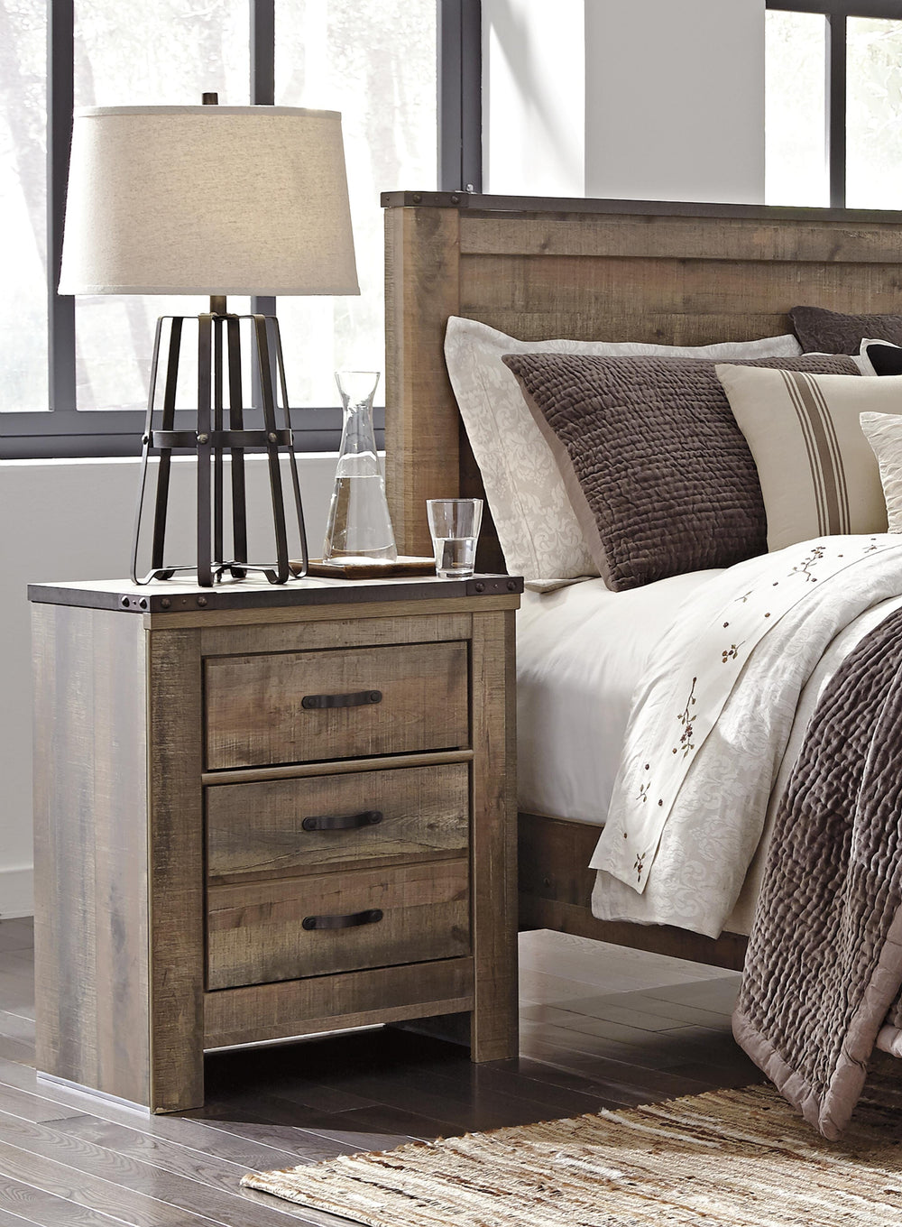 Trinell King Panel Bed, Dresser, Mirror and Nightstand - Brown (6)
