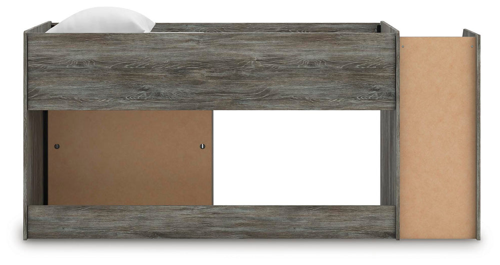 Frandern Twin Loft  Bed with Bookcase Storage - Gray (5)