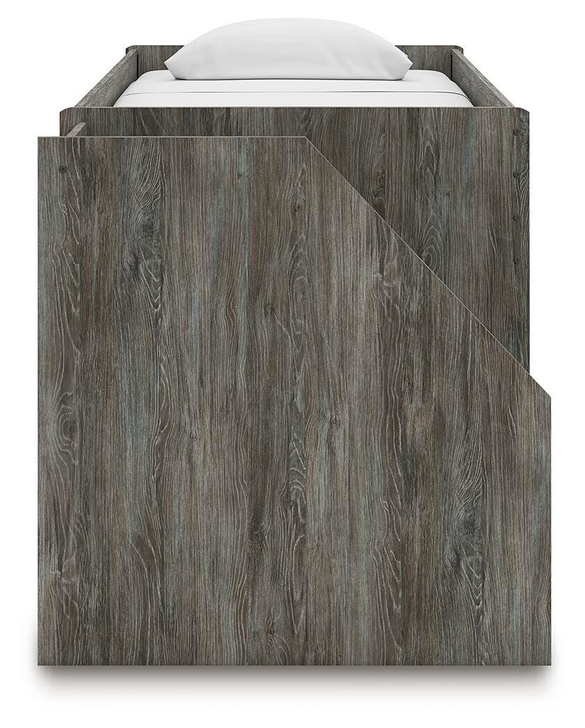 Frandern Twin Loft  Bed with Bookcase Storage - Gray (8)