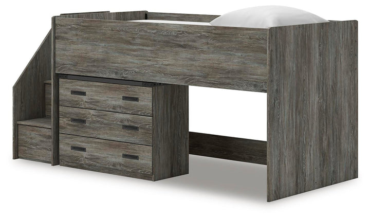 Frandern Twin Loft Bed with Drawer Storage - Gray (4)