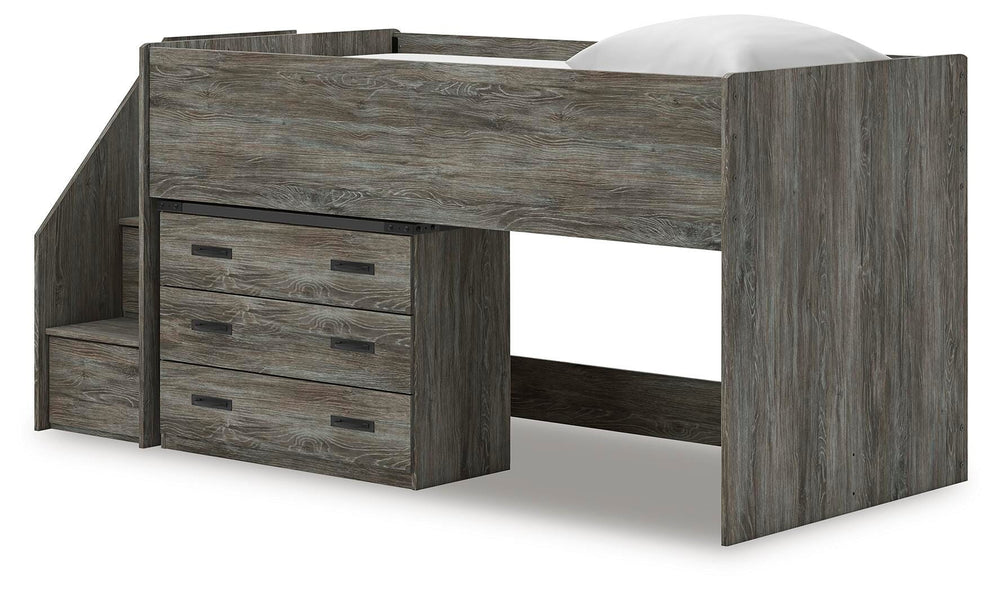 Frandern Twin Loft Bed with Drawer Storage - Gray (4)