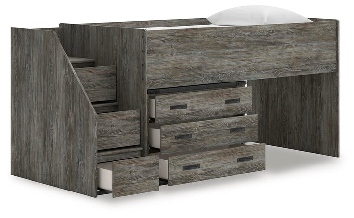 Frandern Twin Loft Bed with Drawer Storage - Gray (3)