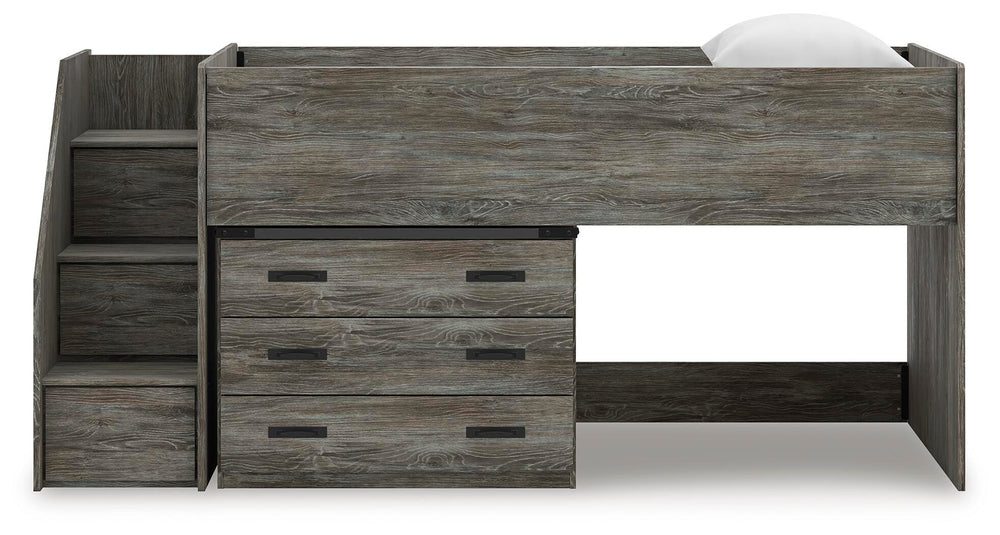 Frandern Twin Loft Bed with Drawer Storage - Gray (6)