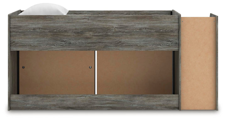 Frandern Twin Loft  Bed with Bookcase and Drawer Storage - Gray (6)
