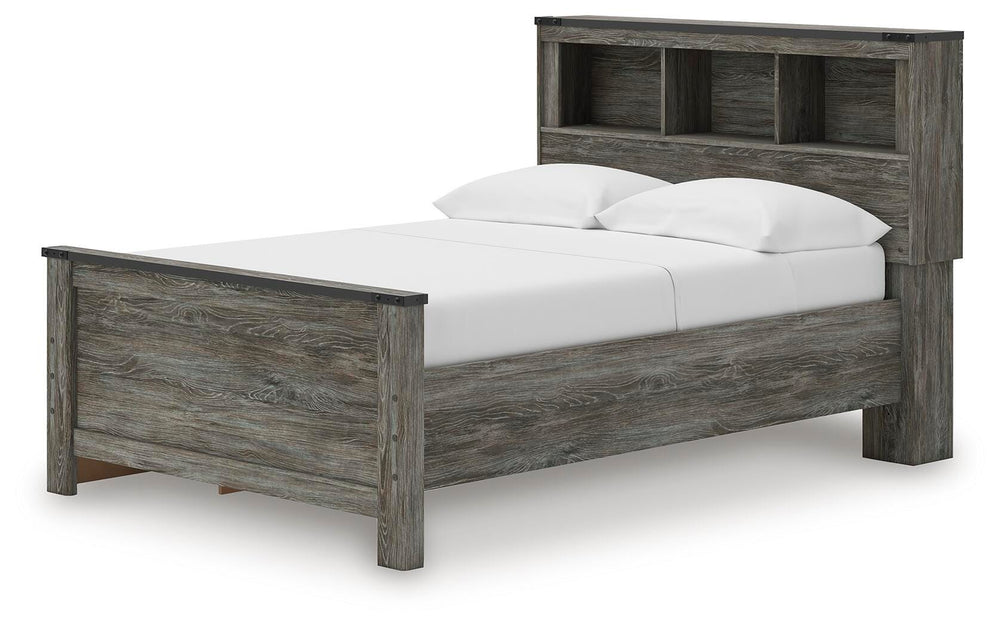 Frandern Full Bookcase Panel Bed with Storage - Gray (3)