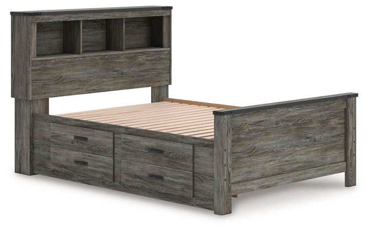Frandern Full Bookcase Panel Bed with Storage - Gray (2)