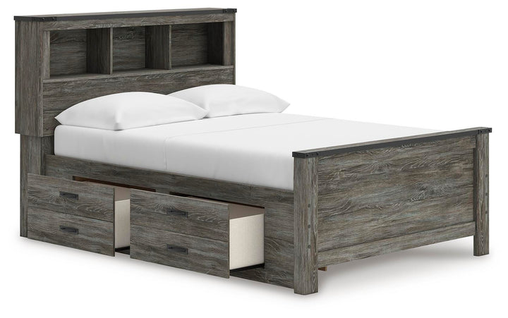 Frandern Full Bookcase Panel Bed with Storage - Gray (4)
