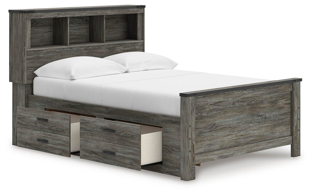 Frandern Full Bookcase Panel Bed with Storage - Gray (4)