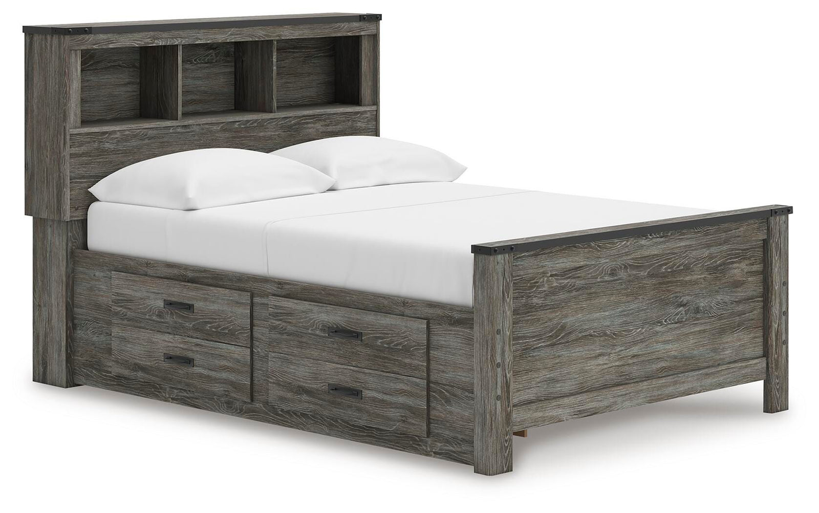 Frandern Full Bookcase Panel Bed with Storage - Gray (1)