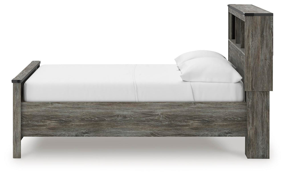 Frandern Full Bookcase Panel Bed with Storage - Gray (7)