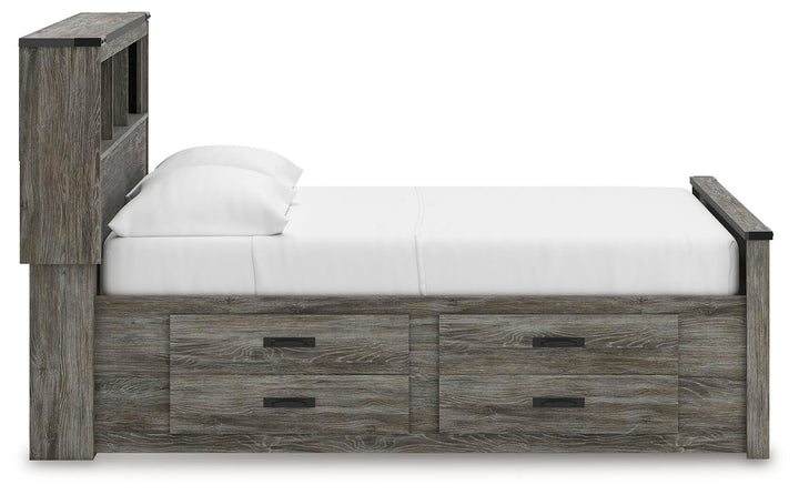 Frandern Full Bookcase Panel Bed with Storage - Gray (8)