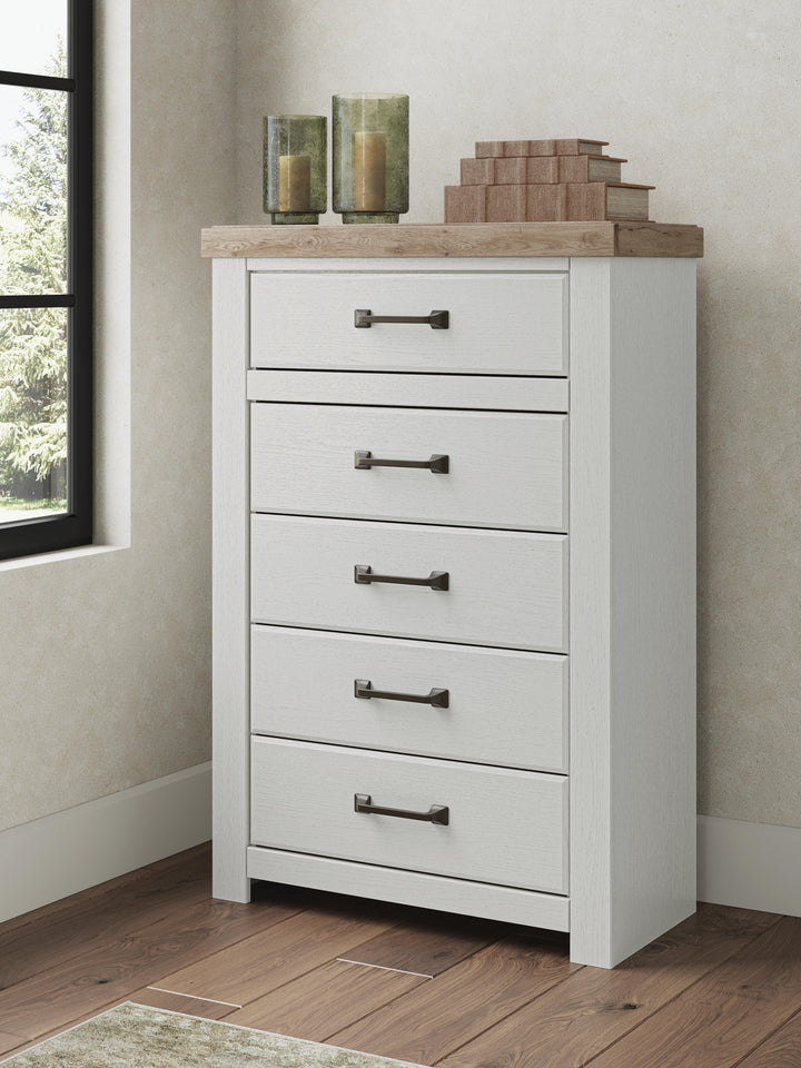 Savonport Chest of Drawers - White/Brown (2)