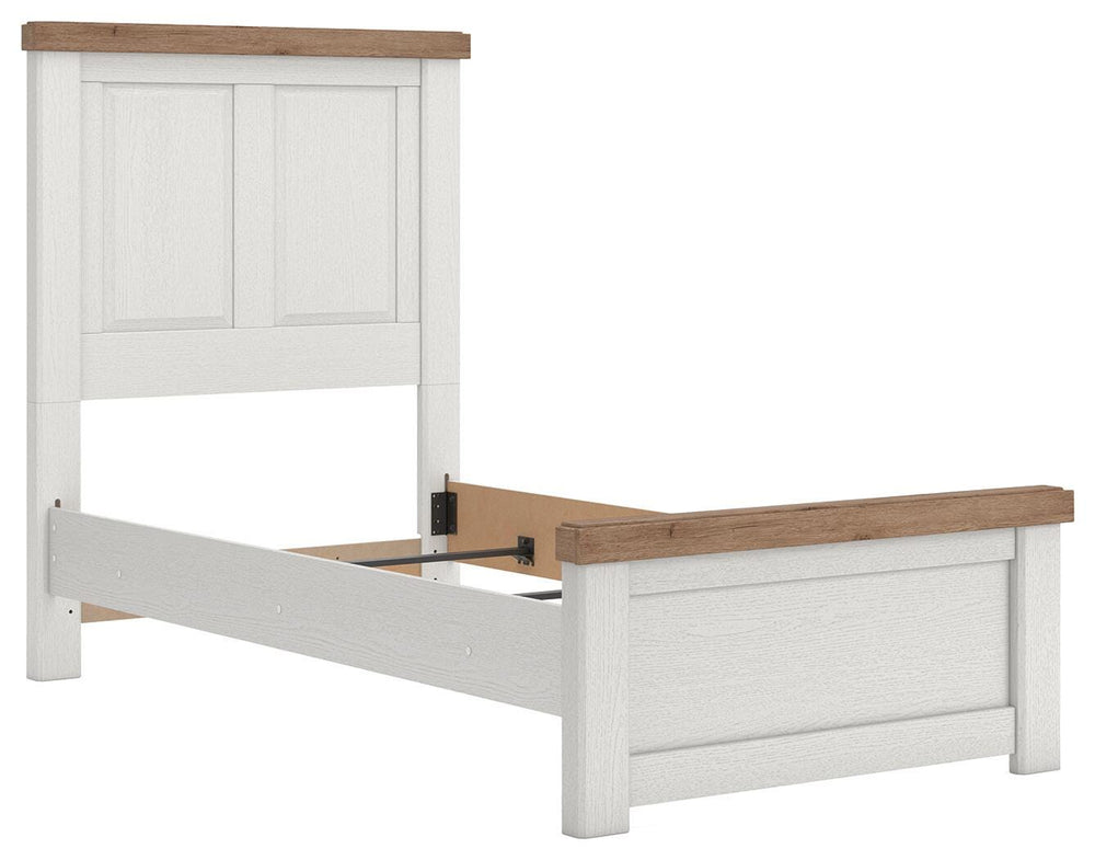 Savonport Twin Panel Bed - White/Brown (4)