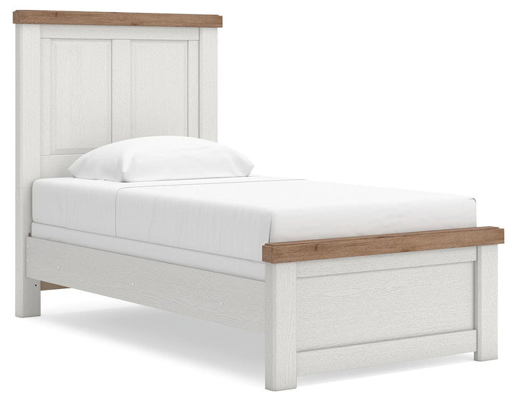 Savonport Twin Panel Bed - White/Brown (1)
