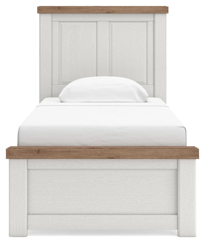 Savonport Twin Panel Bed - White/Brown (3)