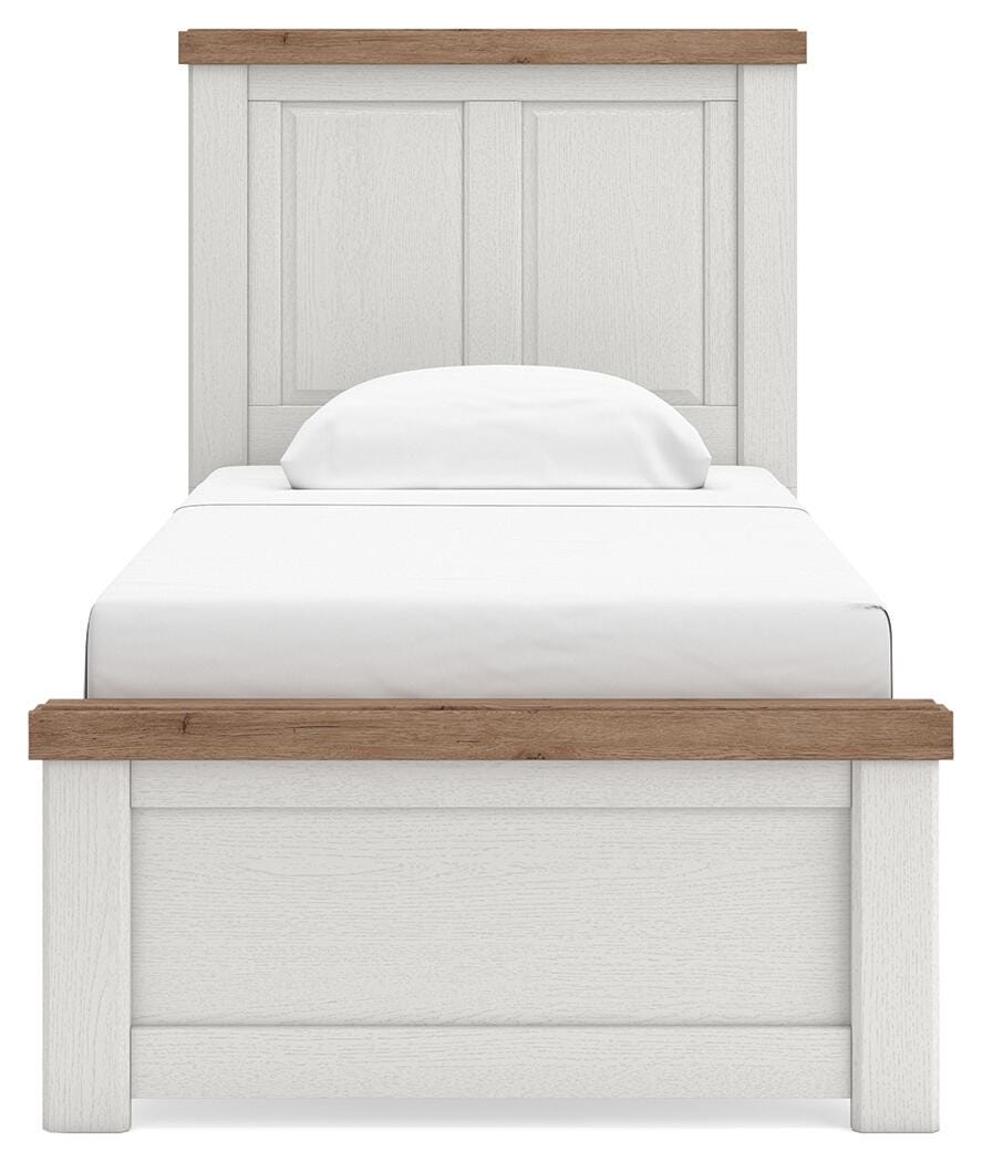 Savonport Twin Panel Bed - White/Brown (3)