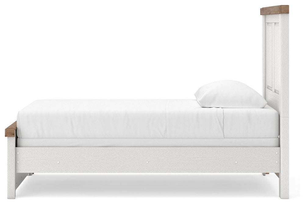 Savonport Twin Panel Bed - White/Brown (7)