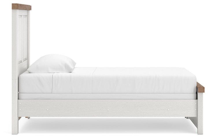 Savonport Twin Panel Bed - White/Brown (5)
