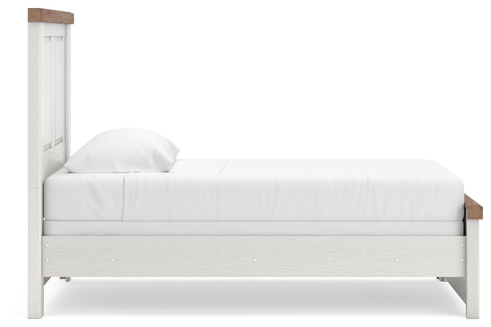Savonport Twin Panel Bed - White/Brown (5)