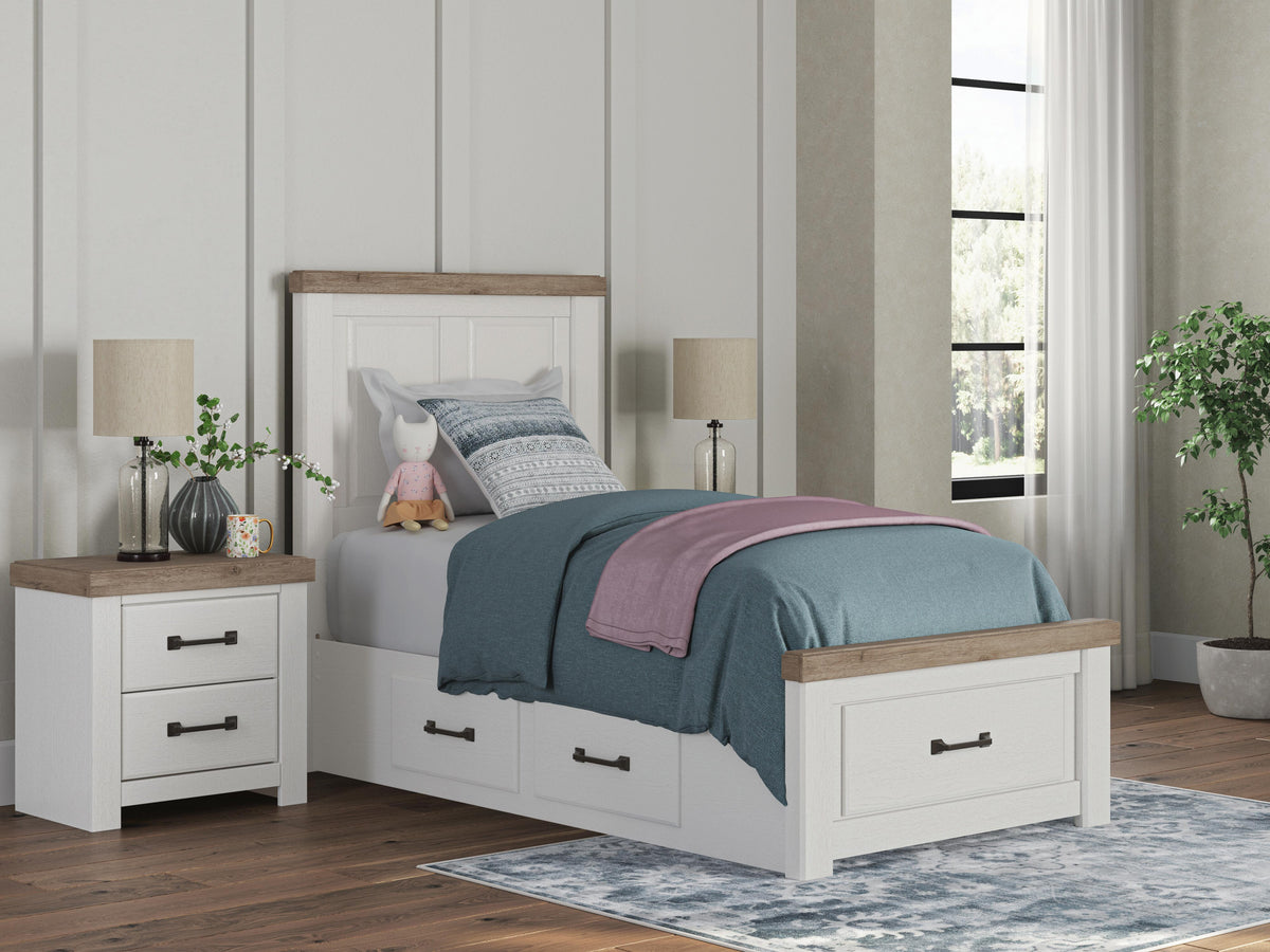 Savonport Twin Panel Storage Bed - White