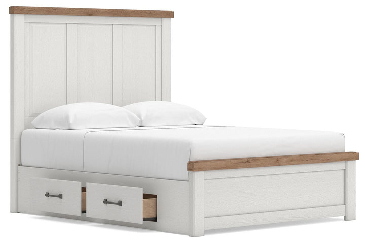 Savonport Queen Panel Bed with Storage - White/Brown (4)