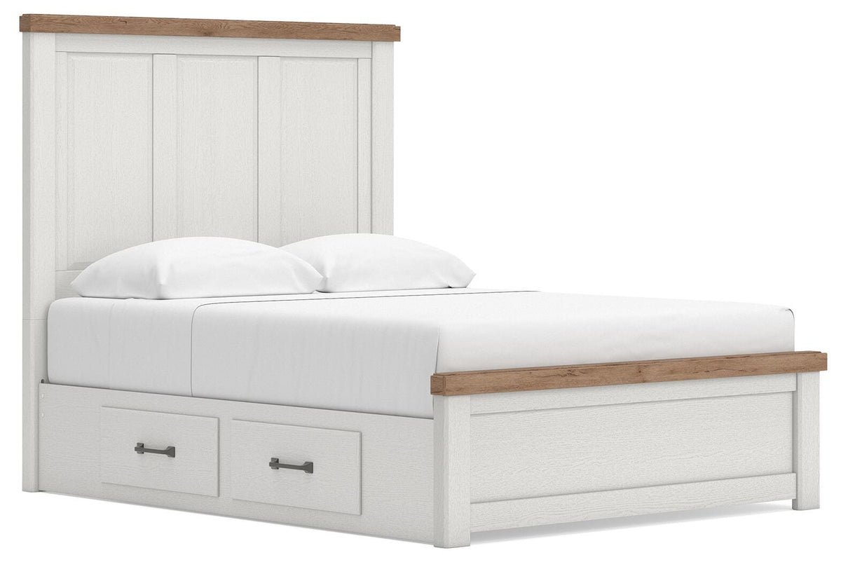 Savonport Queen Panel Bed with Storage - White/Brown (1)