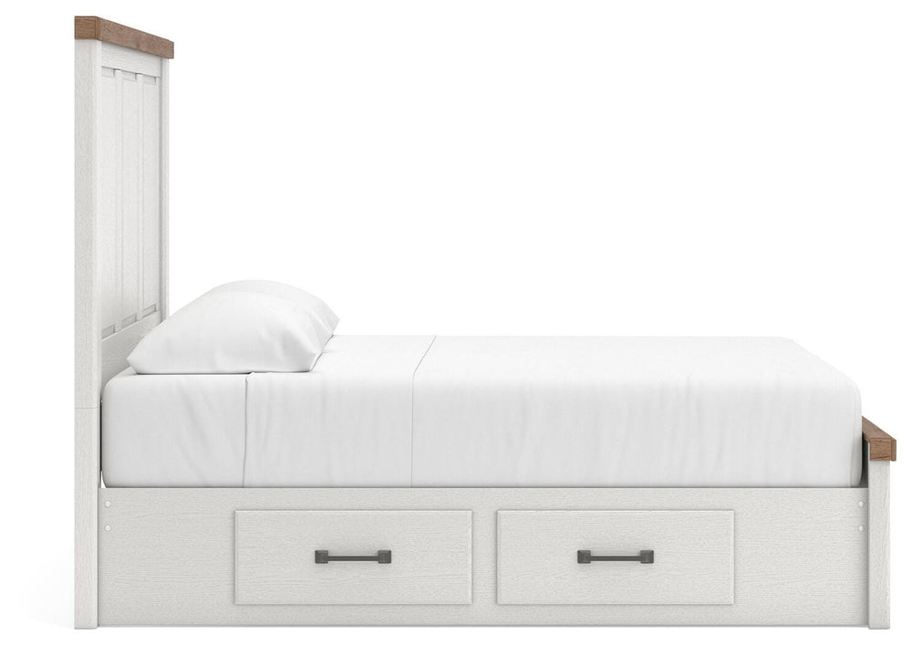 Savonport Queen Panel Bed with Storage - White/Brown (6)