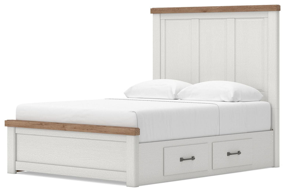 Savonport Queen Panel Bed with Storage - White/Brown (7)