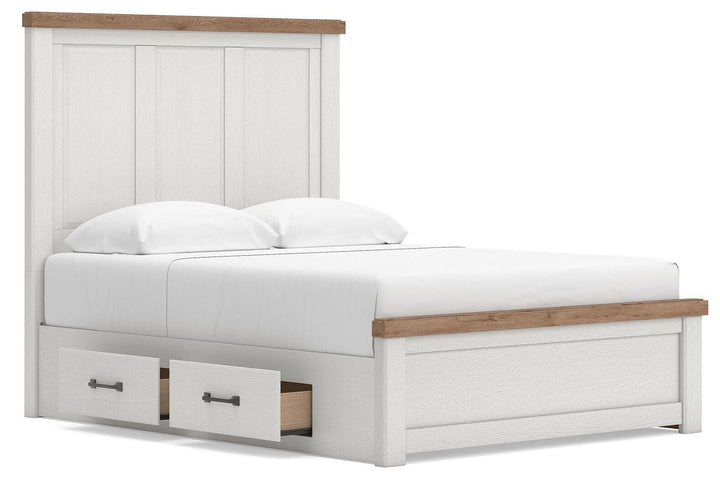 Savonport Queen Panel Bed with Storage - White/Brown (4)