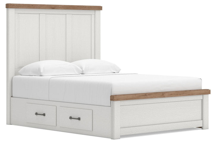 Savonport Queen Panel Bed with Storage - White/Brown (1)
