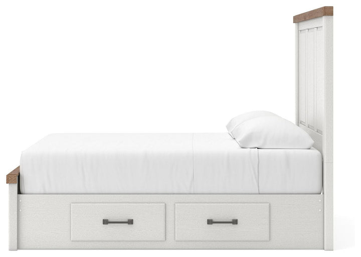 Savonport Queen Panel Bed with Storage - White/Brown (8)