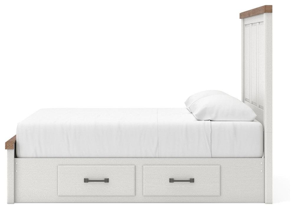 Savonport Queen Panel Bed with Storage - White/Brown (8)