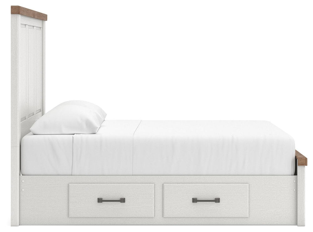 Savonport Queen Panel Bed with Storage - White/Brown (6)