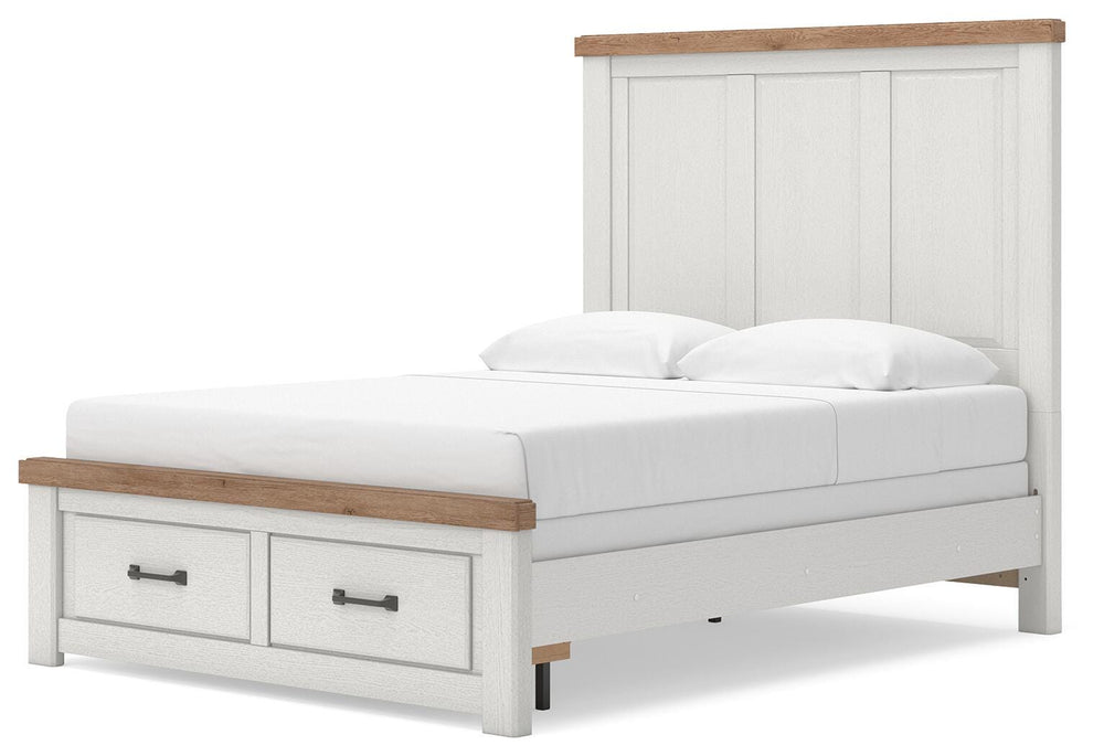 Savonport Queen Panel Storage Bed - White/Brown (7)