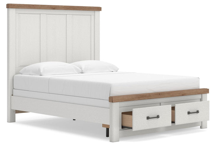 Savonport Queen Panel Storage Bed - White/Brown (4)