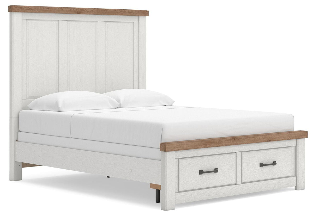 Savonport Queen Panel Storage Bed - White/Brown (1)