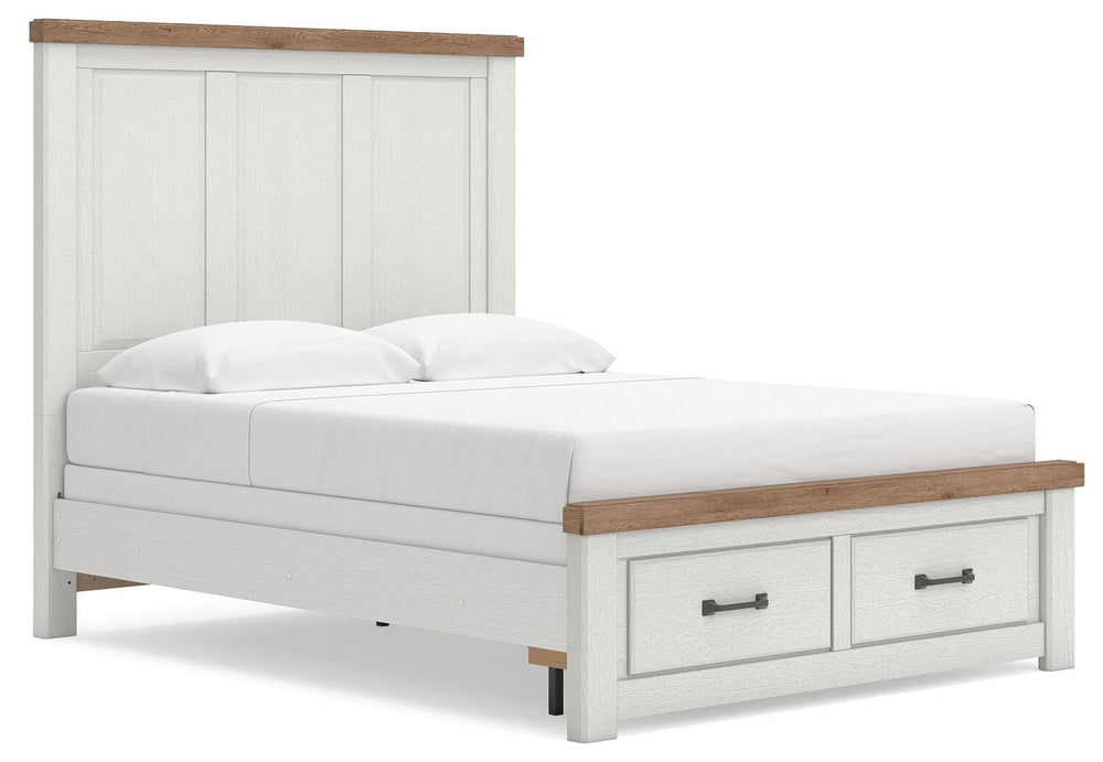 Savonport Queen Panel Storage Bed - White/Brown (1)