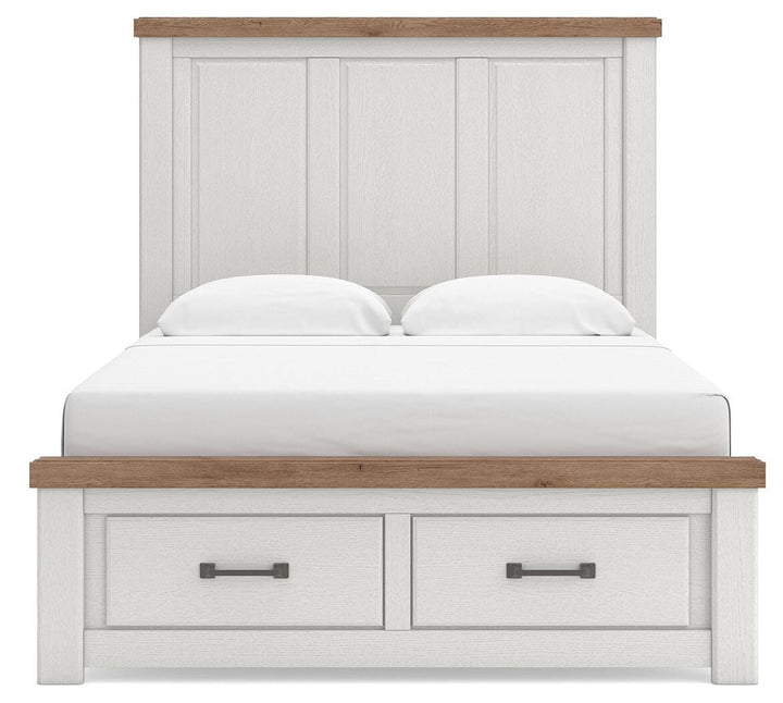 Savonport Queen Panel Storage Bed - White/Brown (3)