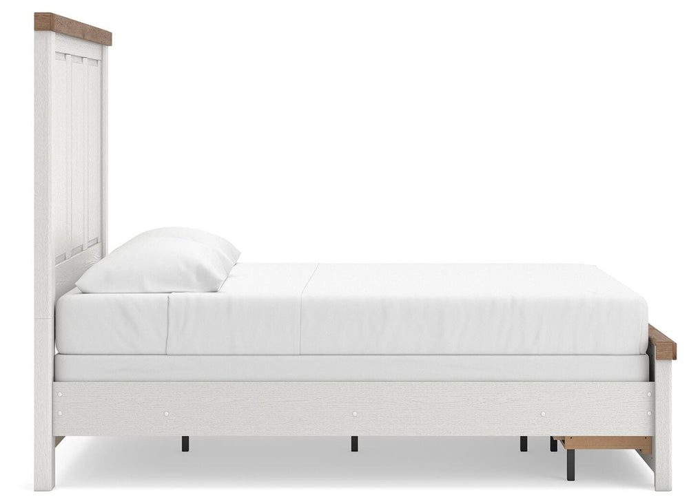 Savonport Queen Panel Storage Bed - White/Brown (6)