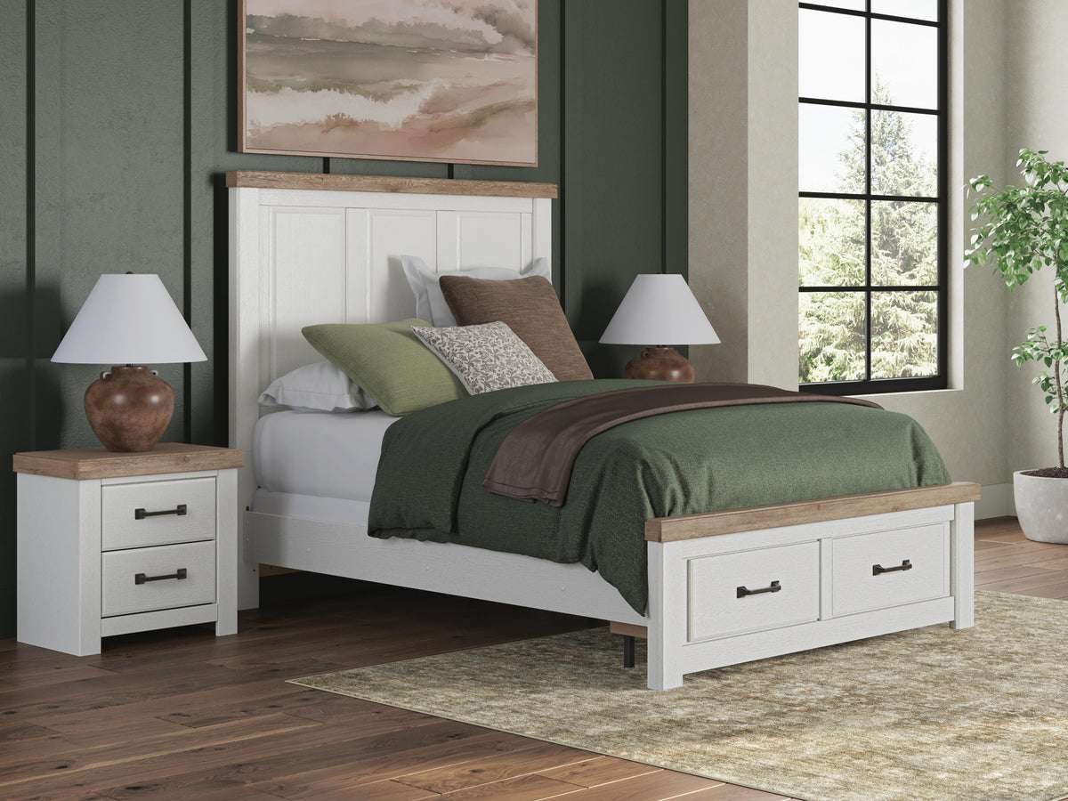 Savonport Queen Panel Storage Bed - White/Brown (2)