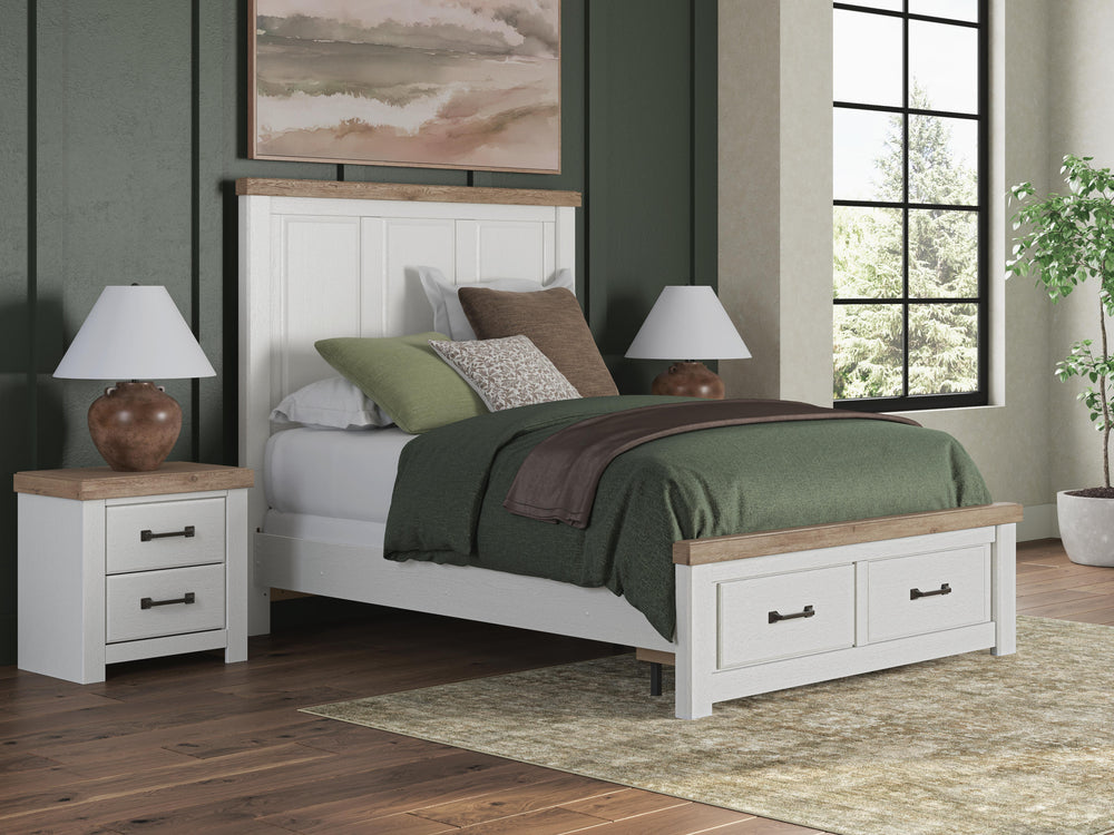 Savonport Queen Panel Storage Bed - White/Brown (2)
