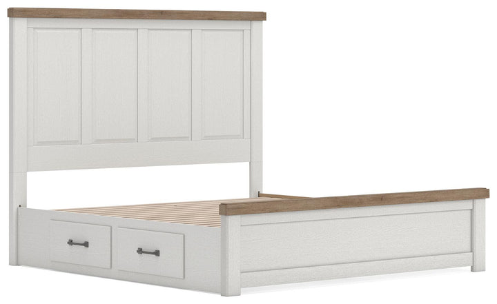 Savonport King Panel Bed with Storage - White/Brown (5)