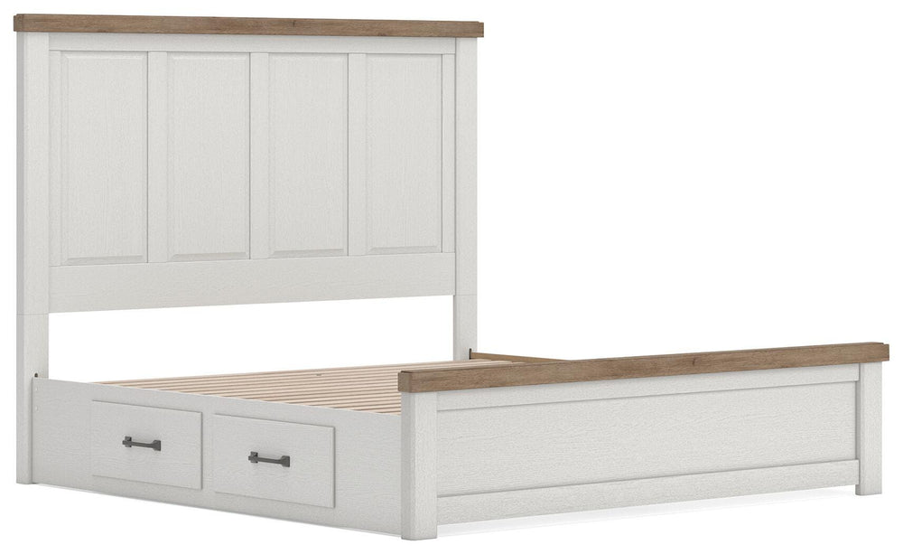 Savonport King Panel Bed with Storage - White/Brown (5)